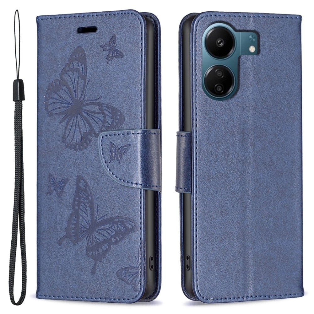 Pillangó könyv tok Xiaomi Poco C65/Redmi 13C 4G/5G - sötétkék