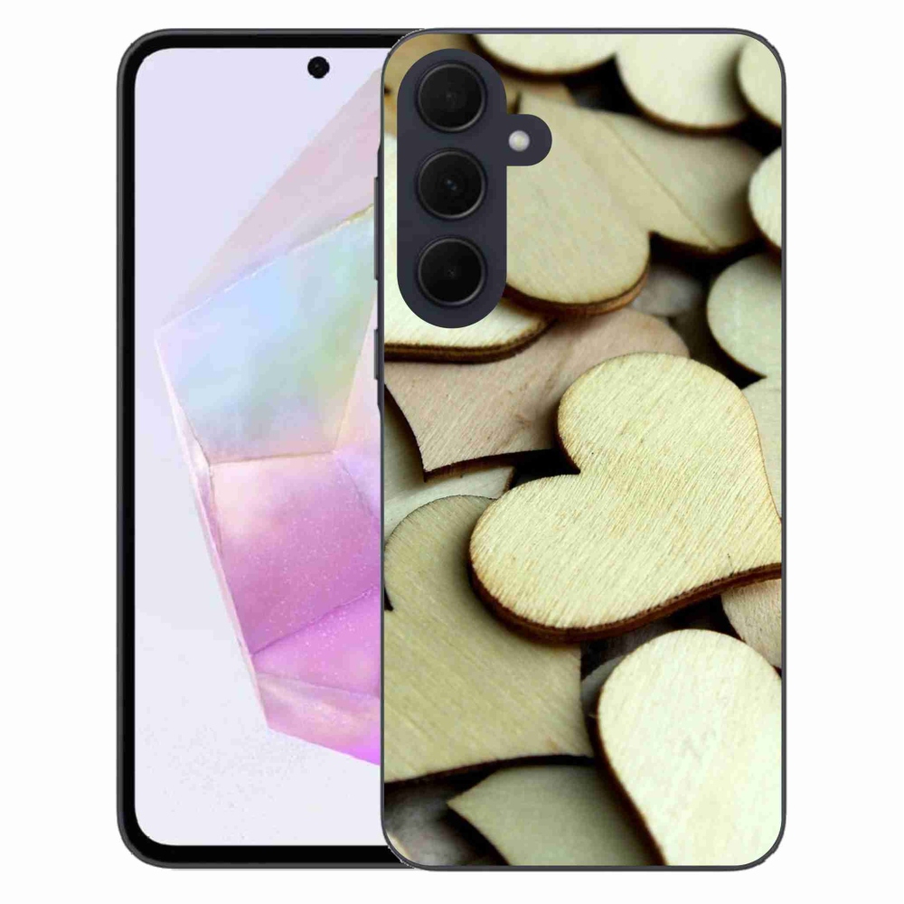 Gél borítás mmCase Samsung Galaxy A35 5G - fából készült szívecskékhez