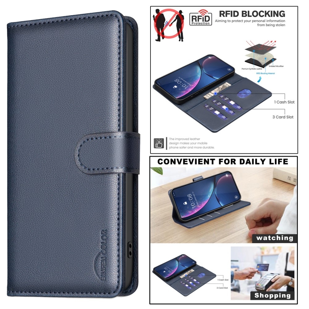 BINFEN könyv tok Xiaomi 15 Pro-hoz - kék