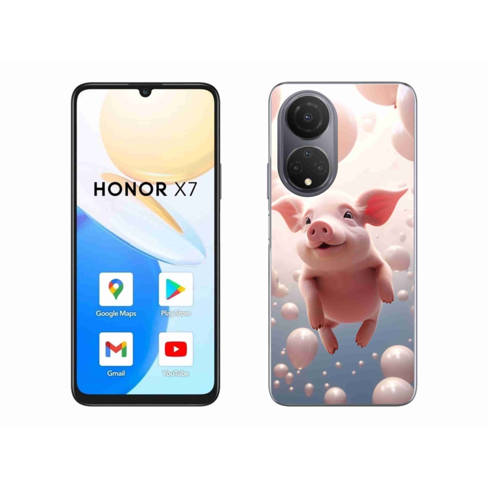 Gél borító mmCase a Honor X7-hez - malac lufikkal