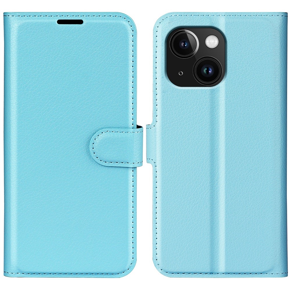 Litchi könyvtáska iPhone 15 Plus készülékhez - kék