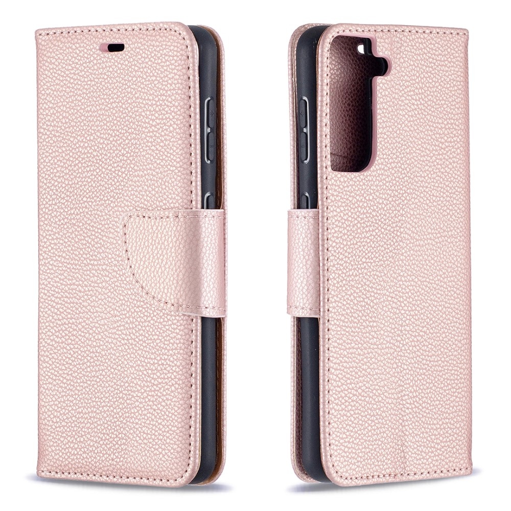 Tárcás könyv tok Samsung Galaxy S21 - rózsaarany