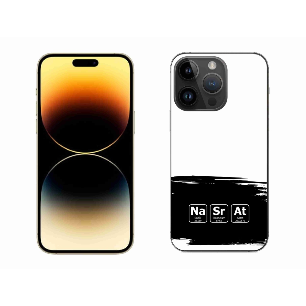 Gél borítás mmCase iPhone 14 Pro Max 6.7 készülékhez - kémiai elemek fekete és fehér háttérrel