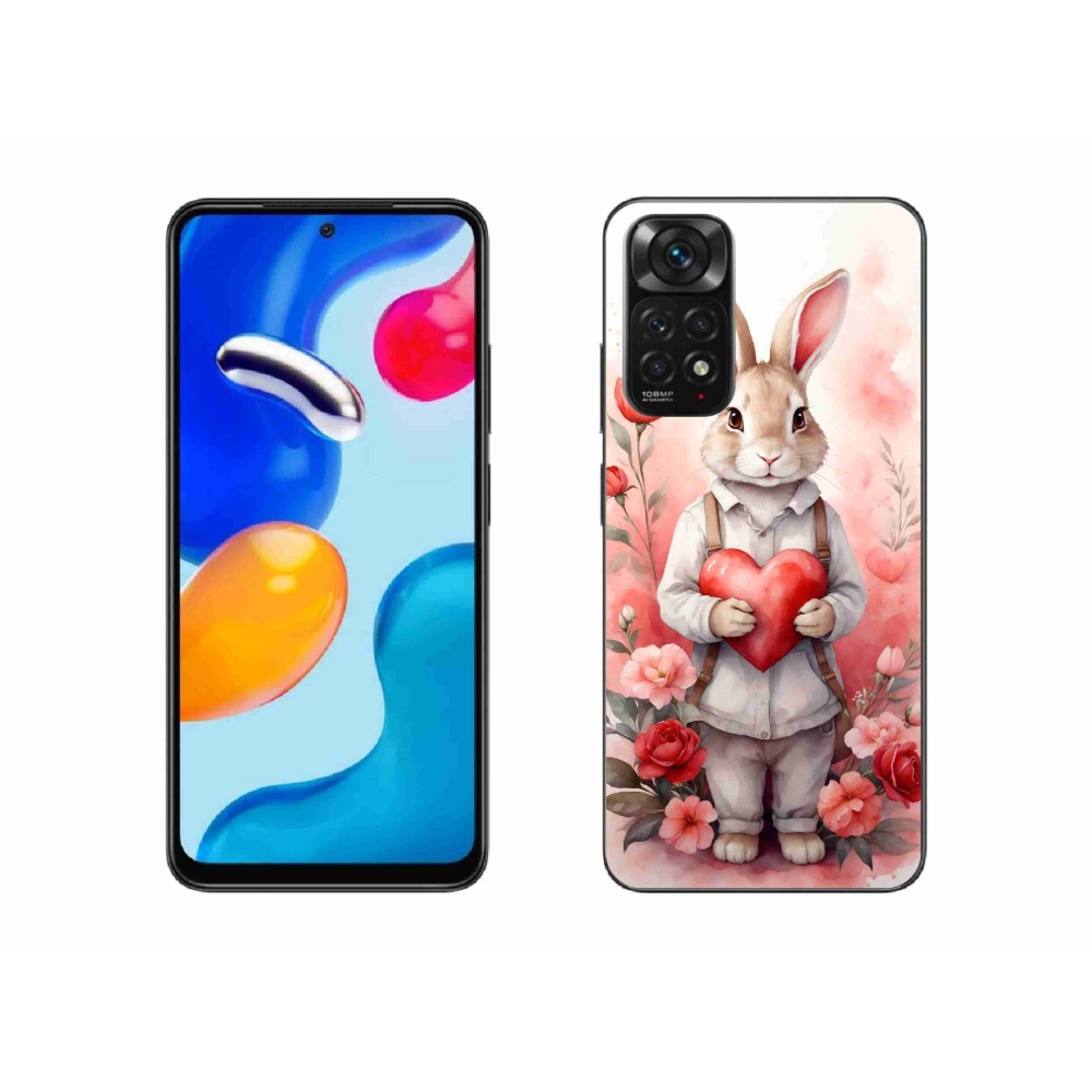 Gél borító mmCase a Xiaomi Redmi Note 11S 4G-hez - nyúl szívvel