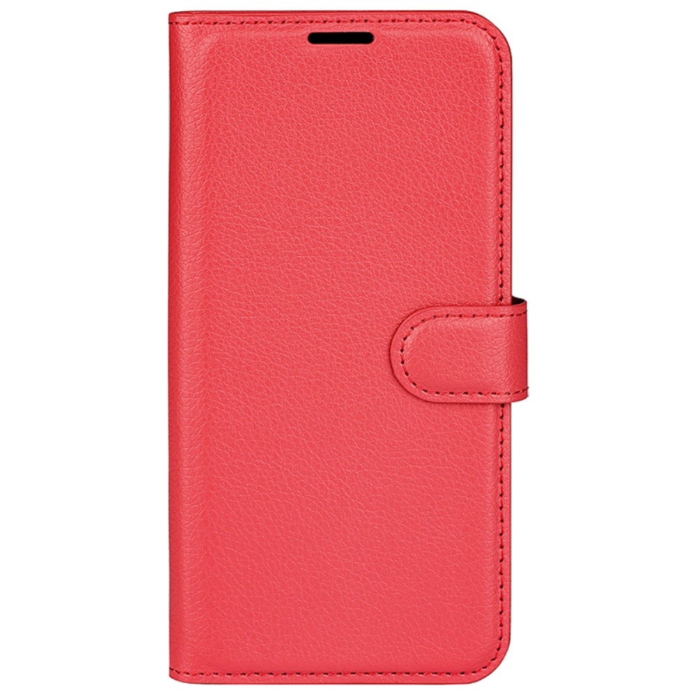 Litchi könyvtáska iPhone 16 Pro készülékhez - piros