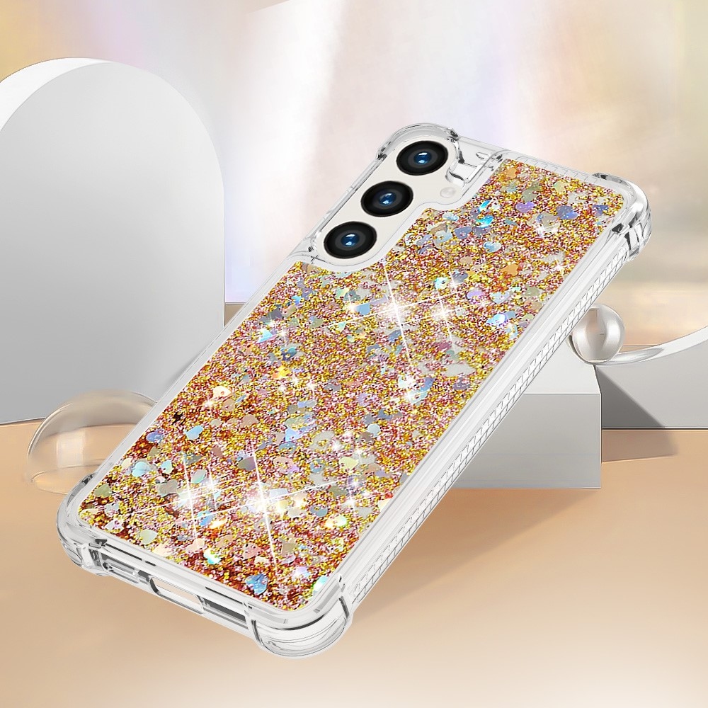 Glitter homokóra zselés tok Samsung Galaxy S24+ - arany/szív