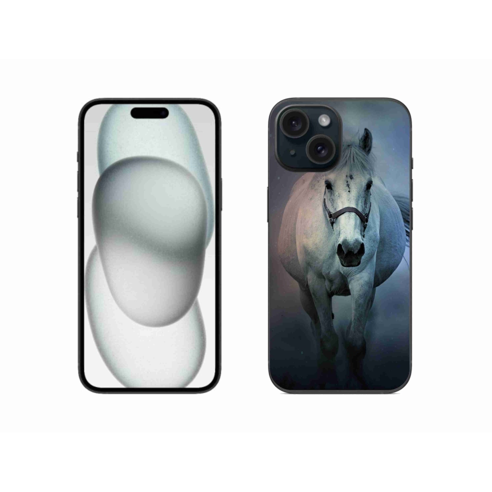 Gél tok mmCase iPhone 15 készülékhez - futó fehér ló