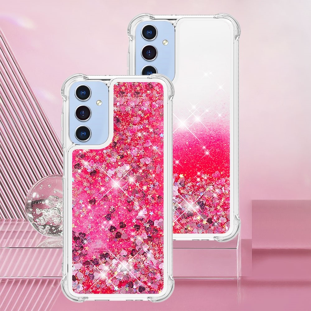 Glitter homokóra zselés tok Samsung Galaxy A26 5G - rózsaszín/szívek