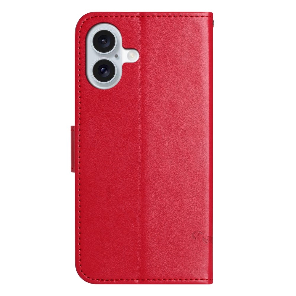 Virágos könyvtáska iPhone 16-hoz - piros