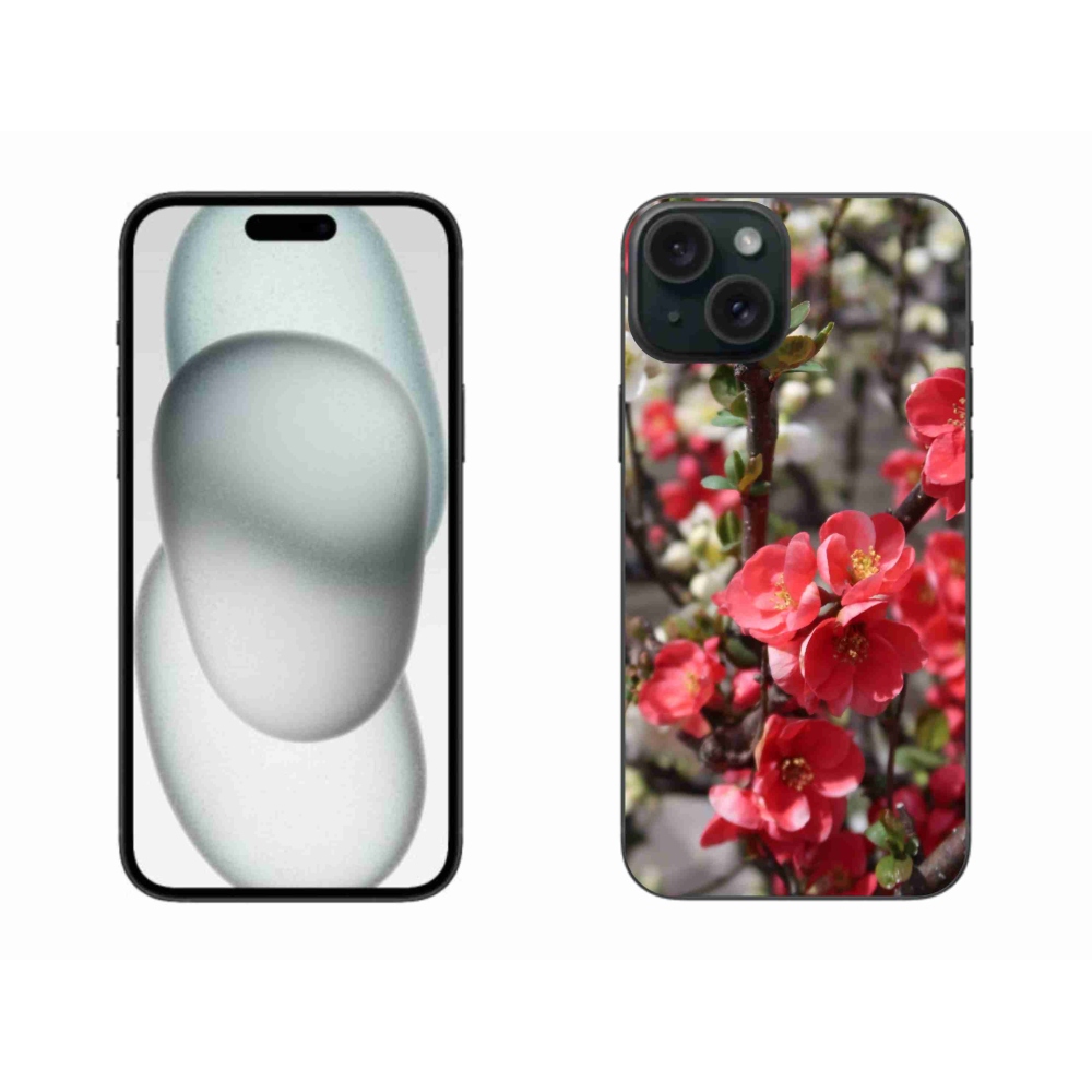Zselés borítás mmCase iPhone 15 Plus készülékhez - piros virágok