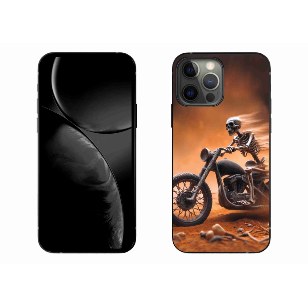 Zselés borítás mmCase iPhone 13 Pro Max 6.7 készülékhez - csontváz egy motorkerékpáron