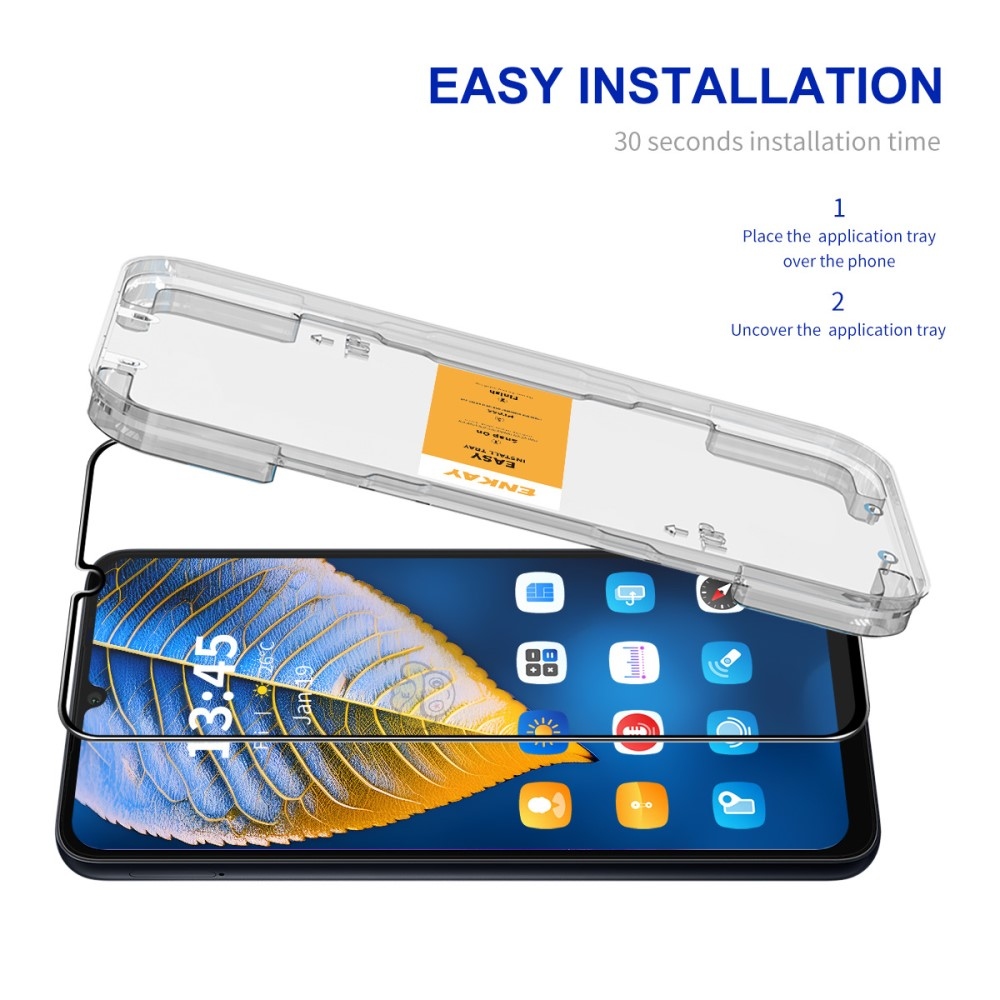 Tiszta 9H teljes képernyő edzett üveg Samsung Galaxy A06 4G alkalmazással keretbe foglalva