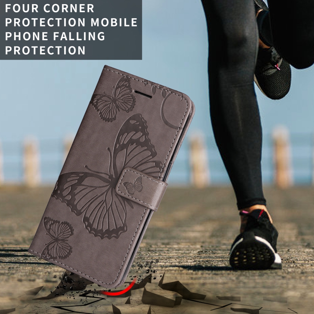 Nagy pillangó könyv tok a Xiaomi Poco F7 5G-hez - szürke