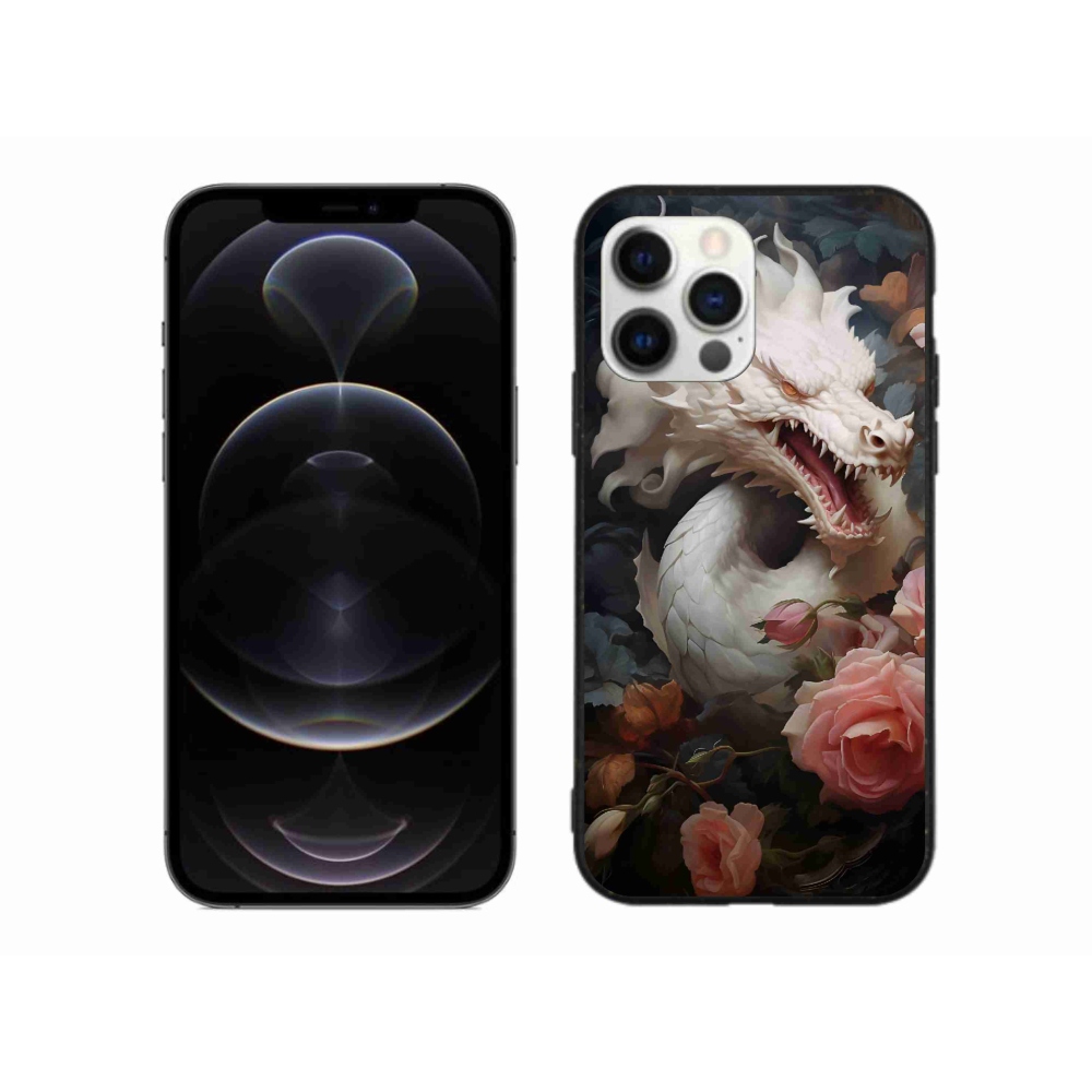 Zselés borítás mmCase iPhone 12 Pro Max készülékhez - fehér sárkány