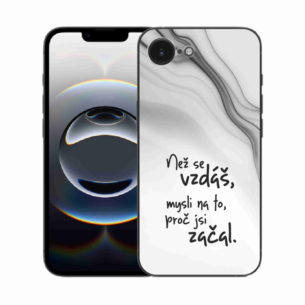 Zselés borítás mmCase iPhone 16e készülékhez - idézet 2 fehér háttér