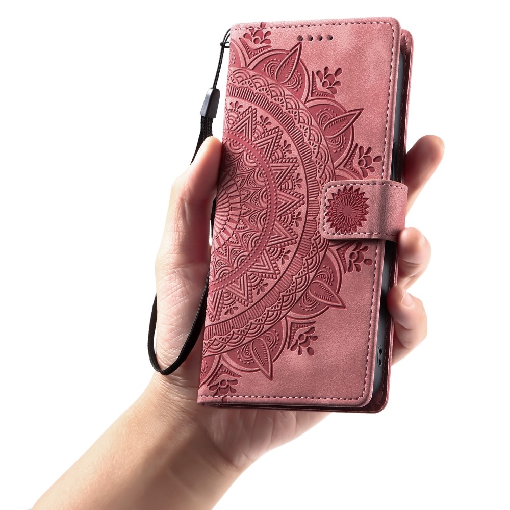 Mandalák könyv tok Xiaomi Redmi Note 14-hez - rózsa arany