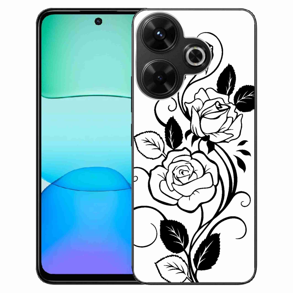 Gél borítás mmCase a Xiaomi Redmi 13 4G/Poco M6 4G számára - fekete és fehér rózsa
