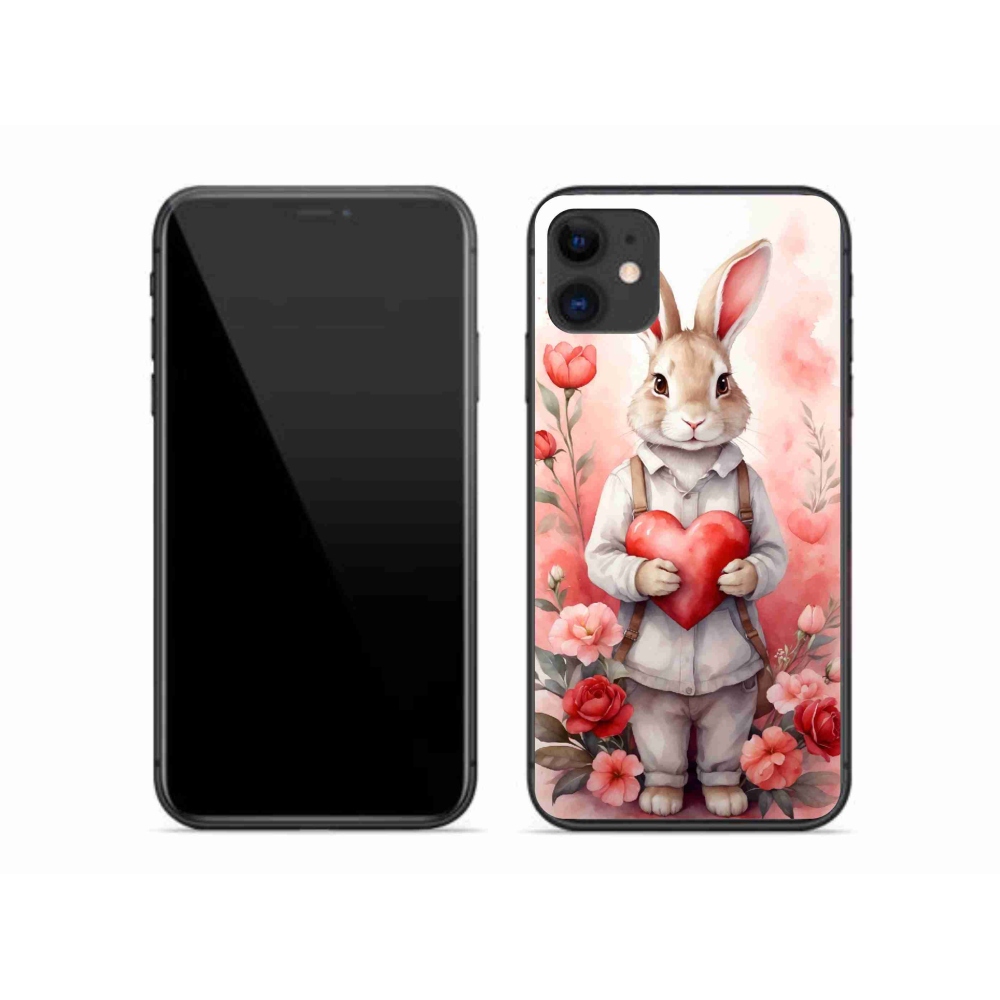 Gél borítás mmCase iPhone 11 készülékhez - nyúl szívvel