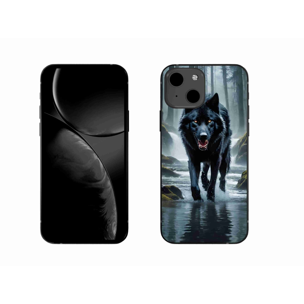 Zselés borítás mmCase iPhone 13 készülékhez - fekete farkas