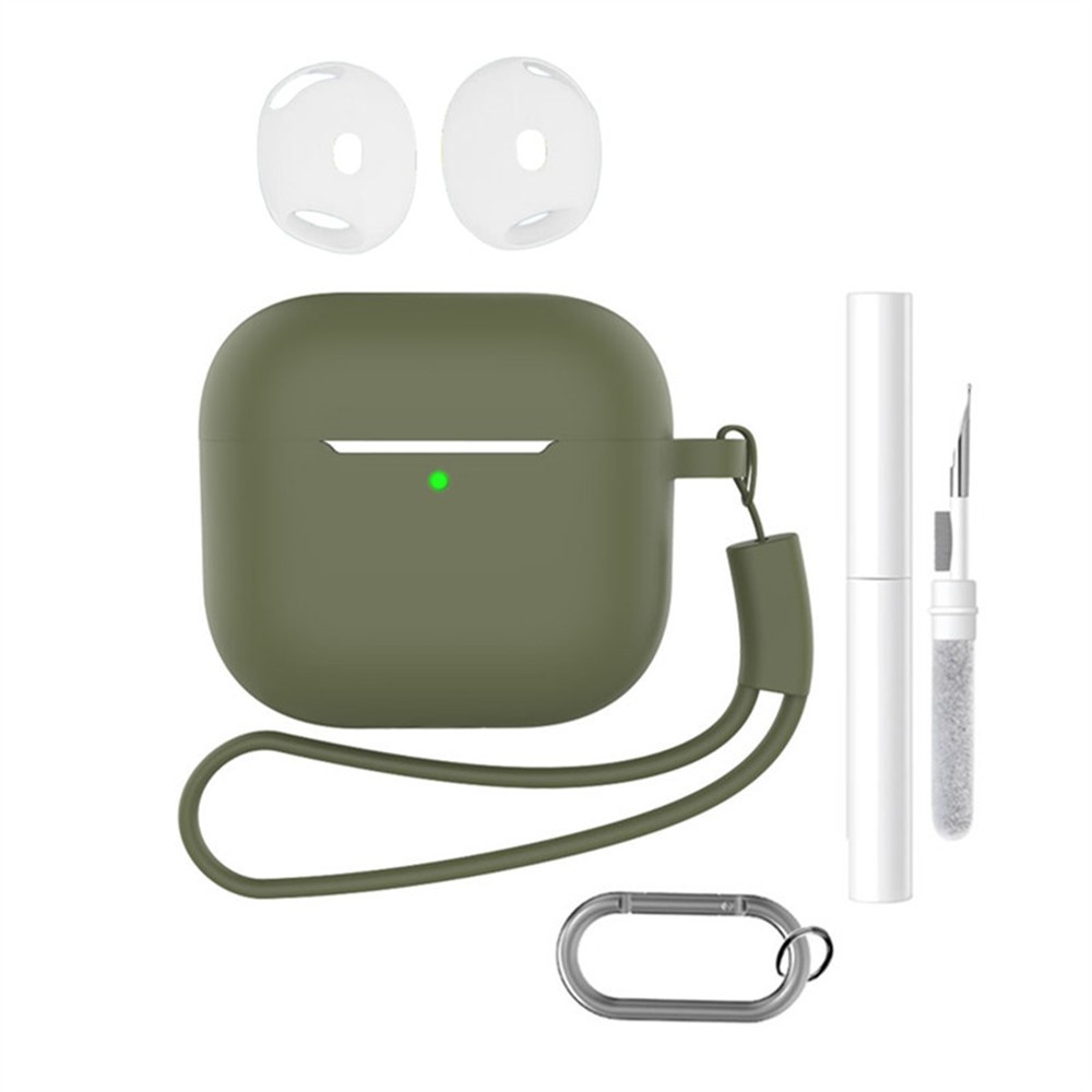 Apple AirPods 4 szilikon tok tisztító készlettel - seregzöld