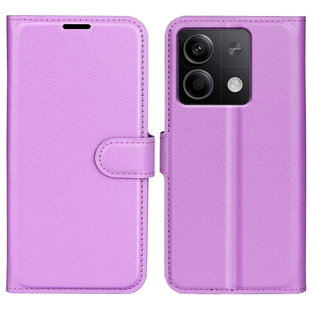Litchi könyv tok a Xiaomi Redmi Note 13 5G-hez - lila