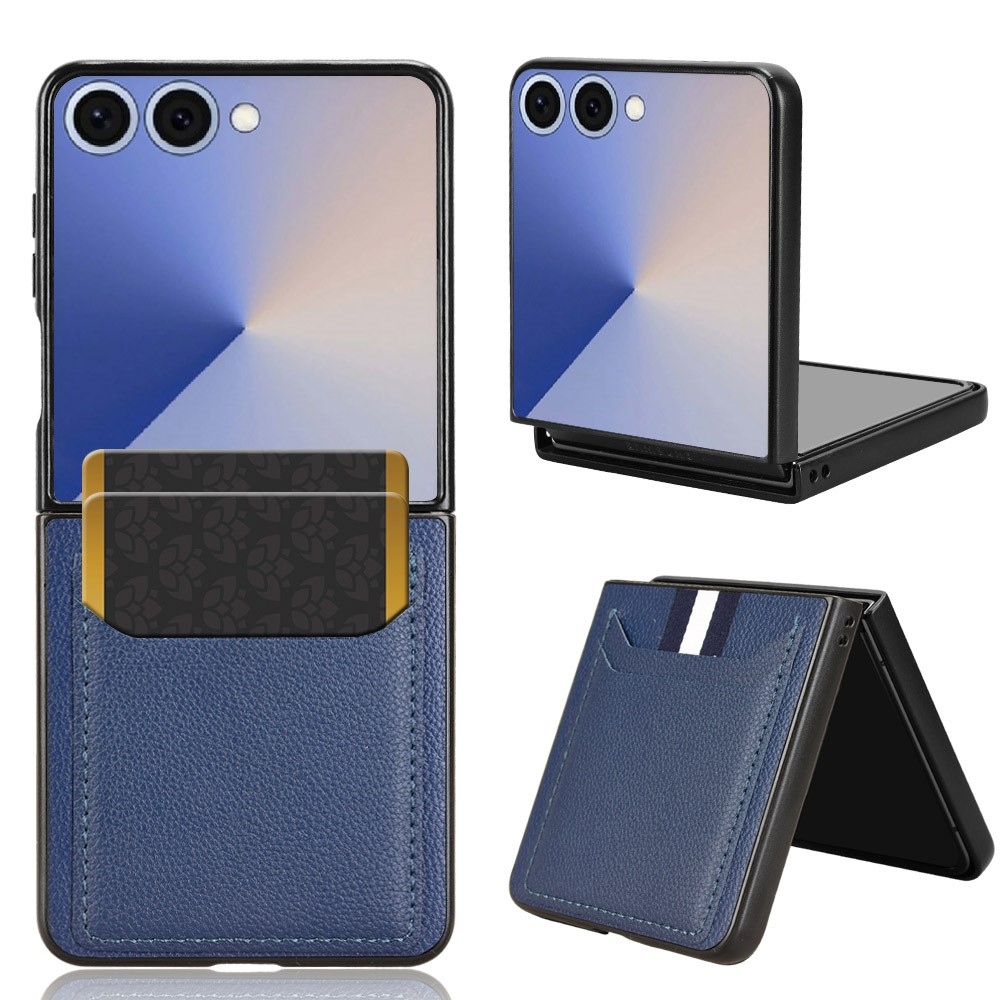 Kombinált műanyag borítás műbőrrel Samsung Galaxy Z Flip7 5G - kék