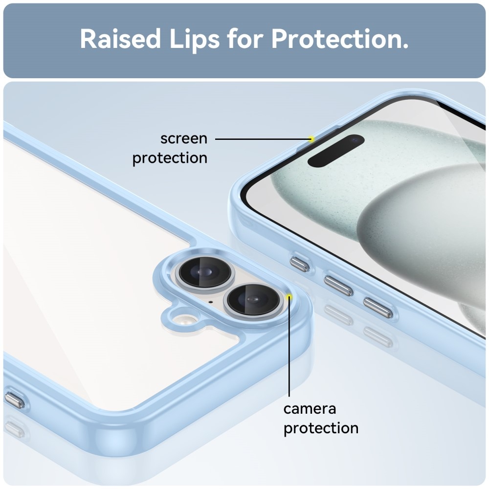 Gél tok fix hátlappal iPhone 16 készülékhez - kék