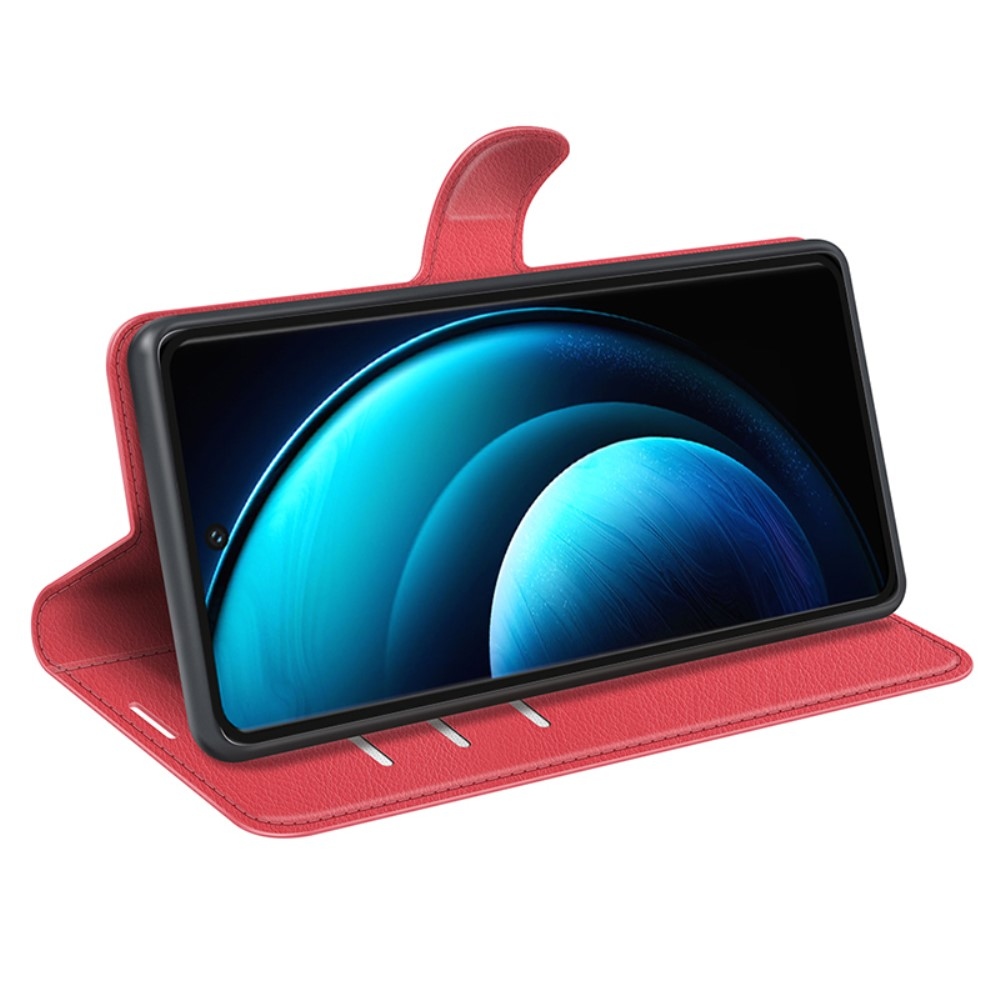 Litchi könyv tok a Vivo X100 Pro 5G-hez - piros