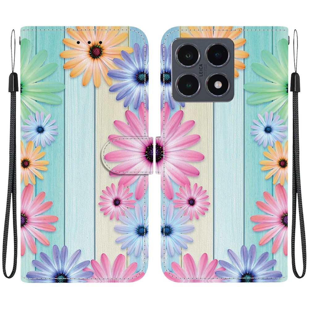 Sokoldalú könyvtáska Xiaomi 15T-hez - színes gerberák