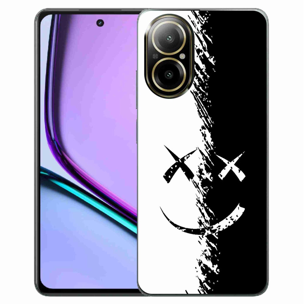 Gél borító mmCase a Realme C67 készülékhez - fekete-fehér mosolygó