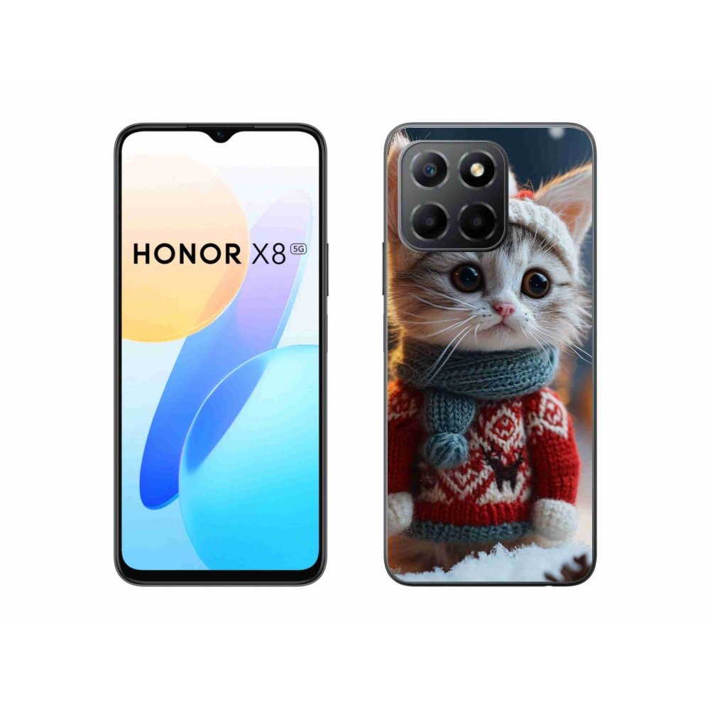 Gél borítás mmCase a Honor X8 5G számára - cica pulóverben