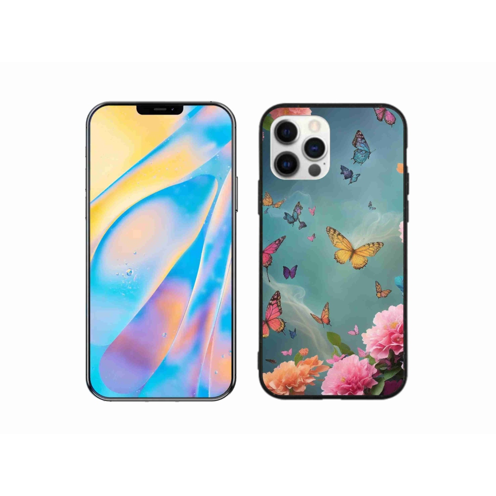 Gél borítás mmCase iPhone 12 készülékhez - színes virágok és pillangók
