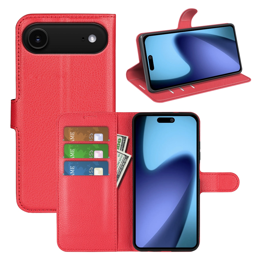 Litchi könyvtáska iPhone 17 Air készülékhez - piros