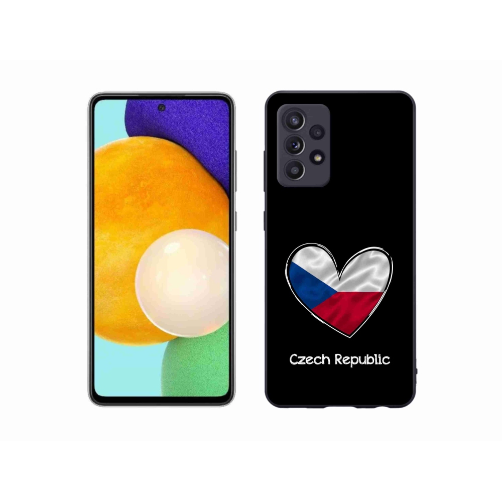 Gél védőhuzat mmCase Samsung Galaxy A52s 5G - zászlós szív fekete háttérrel