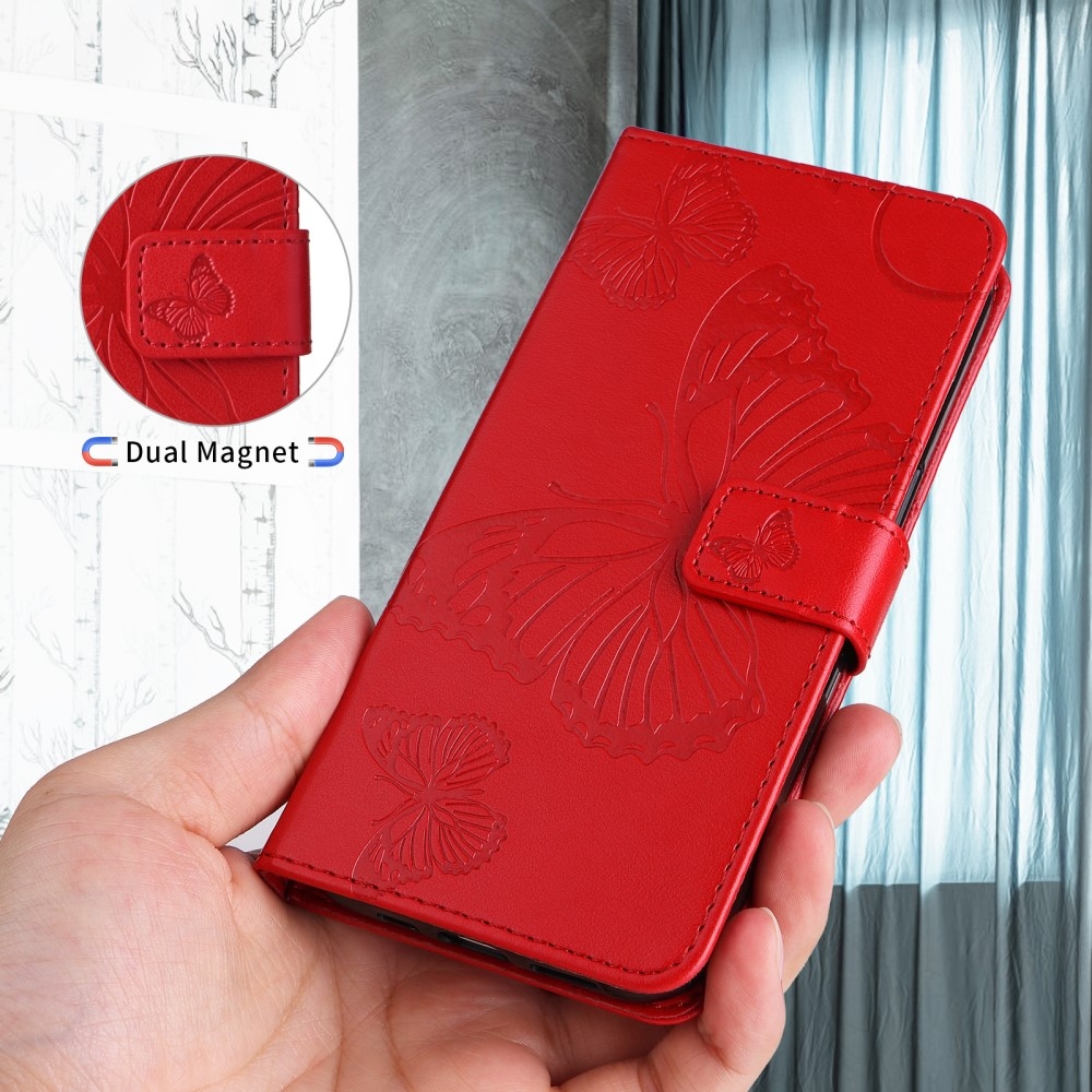 Nagy pillangó könyv tok Samsung Galaxy S25 Edge készülékhez - piros