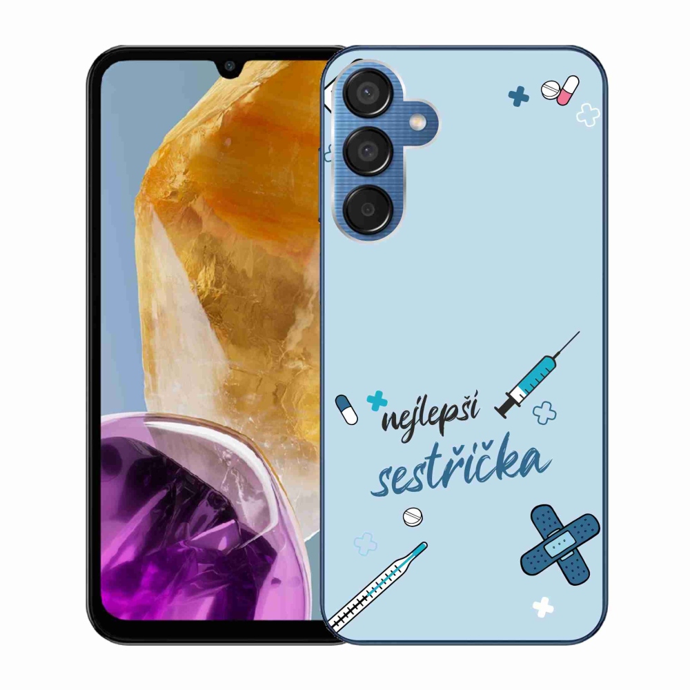 Gél borító mmCase Samsung Galaxy M15 5G - legjobb kishúg kék háttérrel