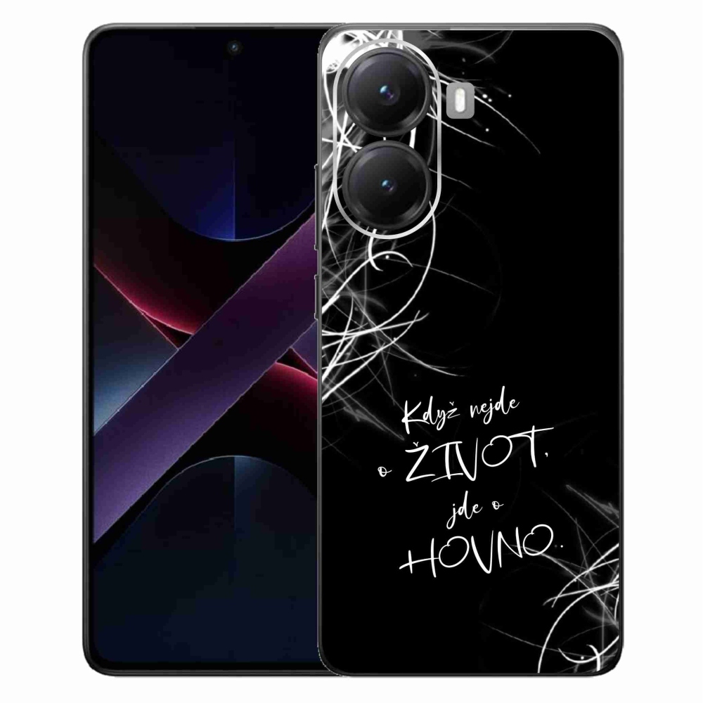 Gél borító mmCase a Xiaomi Poco X7 Pro 5G számára - vicces szöveg 16 fekete háttér