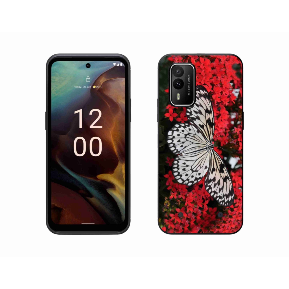Zselés borítás mmCase a Nokia XR21 készülékhez - fekete-fehér pillangó 1