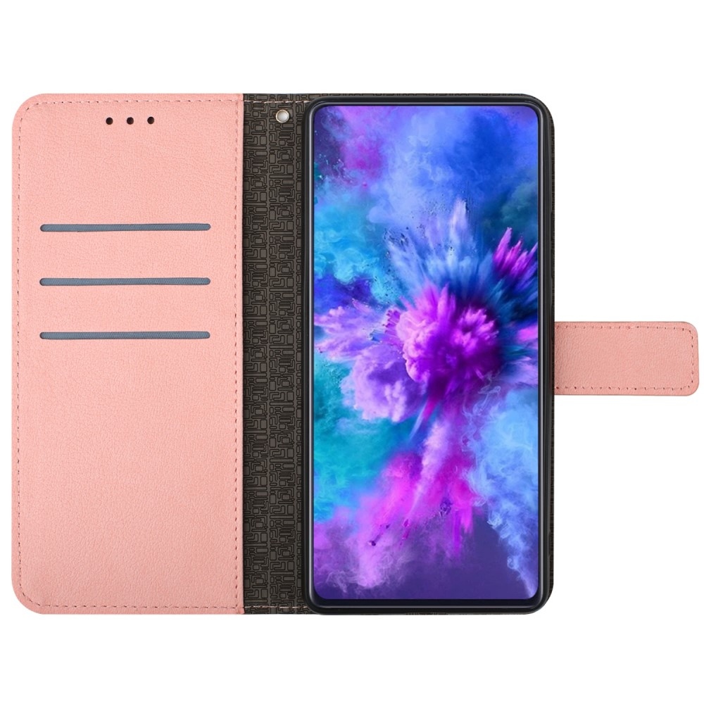 Textúrás könyvtáska mobilhoz Realme C67 - rózsaszín
