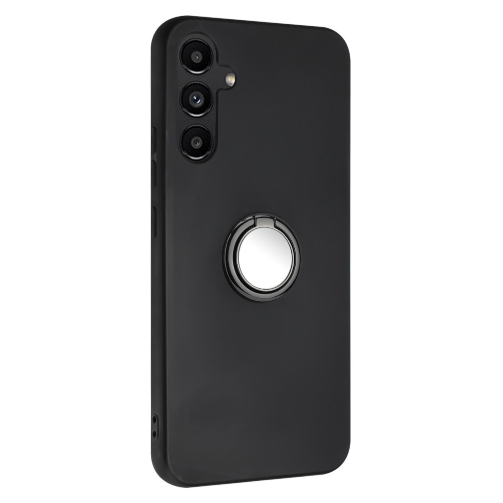 Matt zselés tok ujjgyűrűvel Samsung Galaxy M15 5G készülékhez - fekete/ezüst