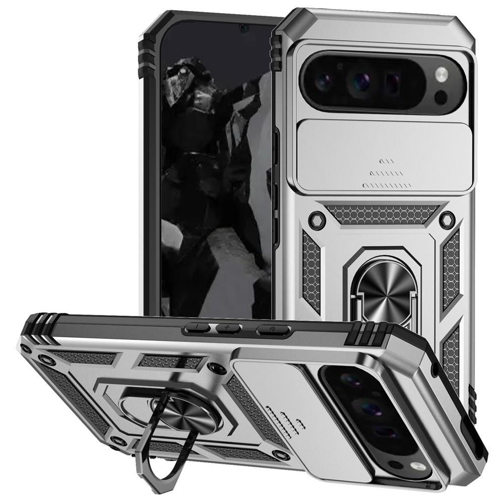 Gyűrűálló borítás a Google Pixel 10 Pro XL/Pixel 9 Pro XL készülékhez - ezüst színű