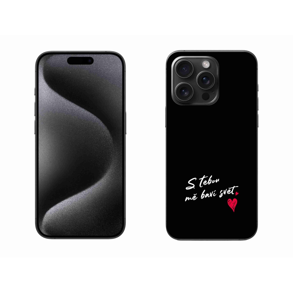 Gél borítás mmCase iPhone 15 Pro Max készülékhez - szerelmes szöveg 1 fekete háttér