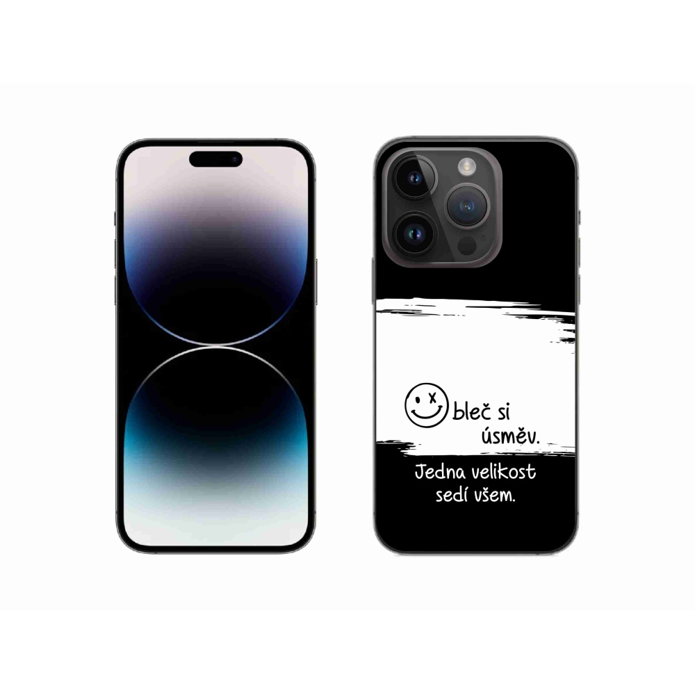 Gél borítás mmCase iPhone 14 Pro 6.1 készülékhez - vicces szöveg 8 fekete-fehér háttérrel