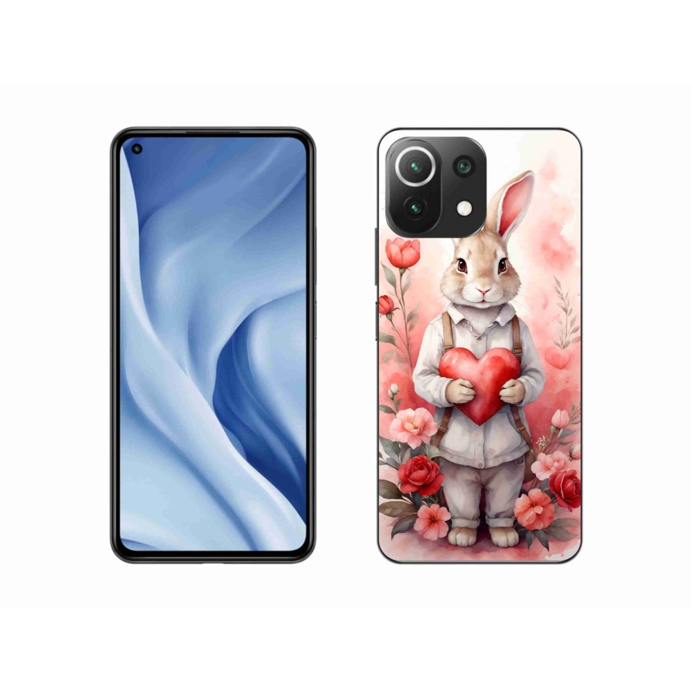 Gél borítás mmCase a Xiaomi Mi 11 Lite 4G/5G-hez - nyúl szívvel