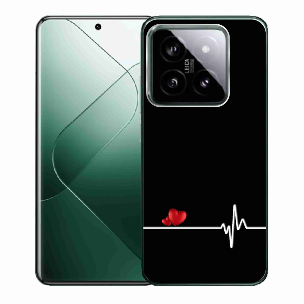 Gél borító mmCase a Xiaomi 14-hez - szív és szívverés fekete háttérrel