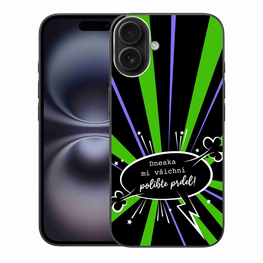 Gél borító mmCase iPhone 16 Plus készülékhez - vicces szöveg 15 fekete háttér