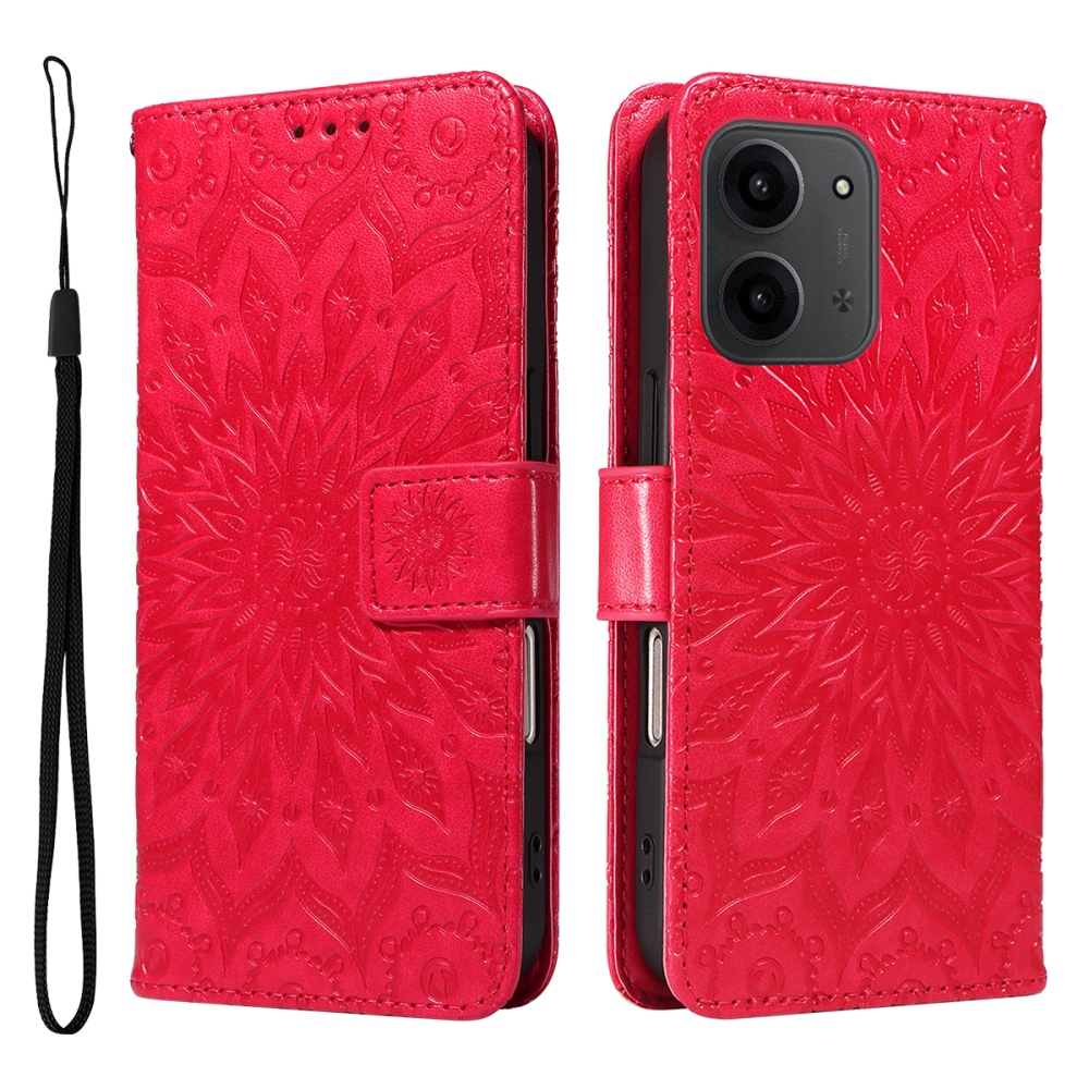 Napraforgó könyv tok a Xiaomi Redmi 15C 4G/5G (173mm) - piros