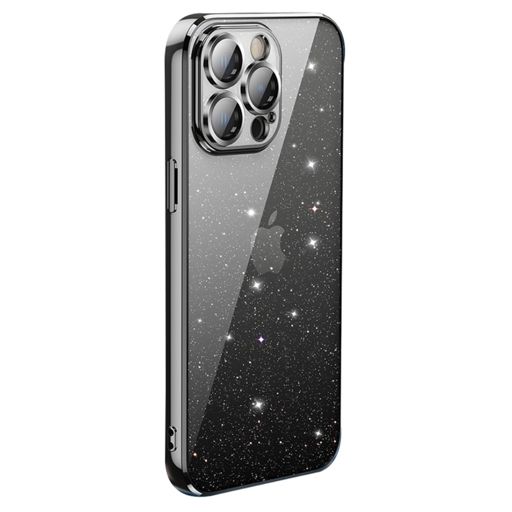X-Level csillogó zselés tok iPhone 15 Plus készülékhez - Fekete