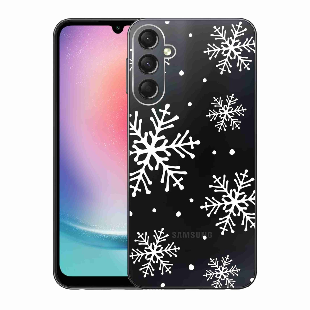 Gél védőhuzat mmCase Samsung Galaxy A24 készülékhez - fehér pelyhek átlátszó háttéren