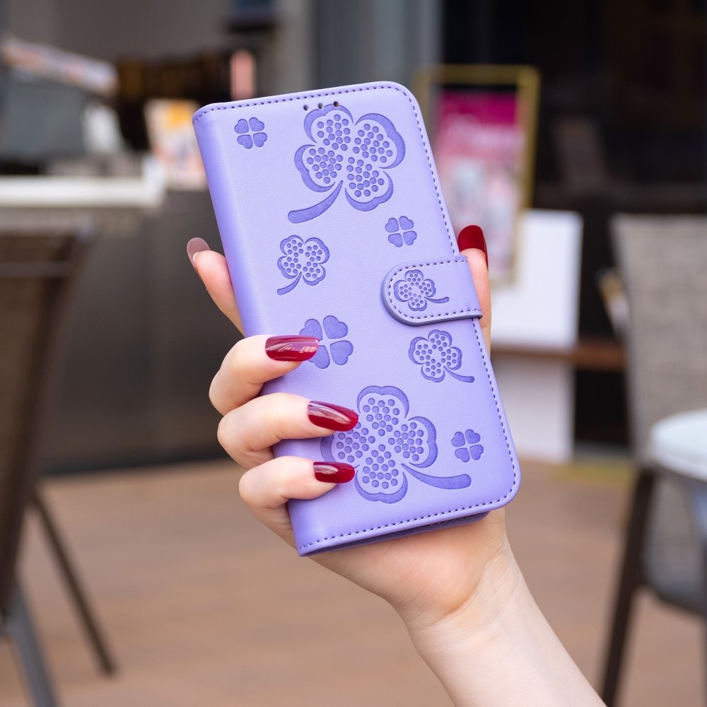 Clover könyv tok Samsung Galaxy A56 5G készülékhez - lila
